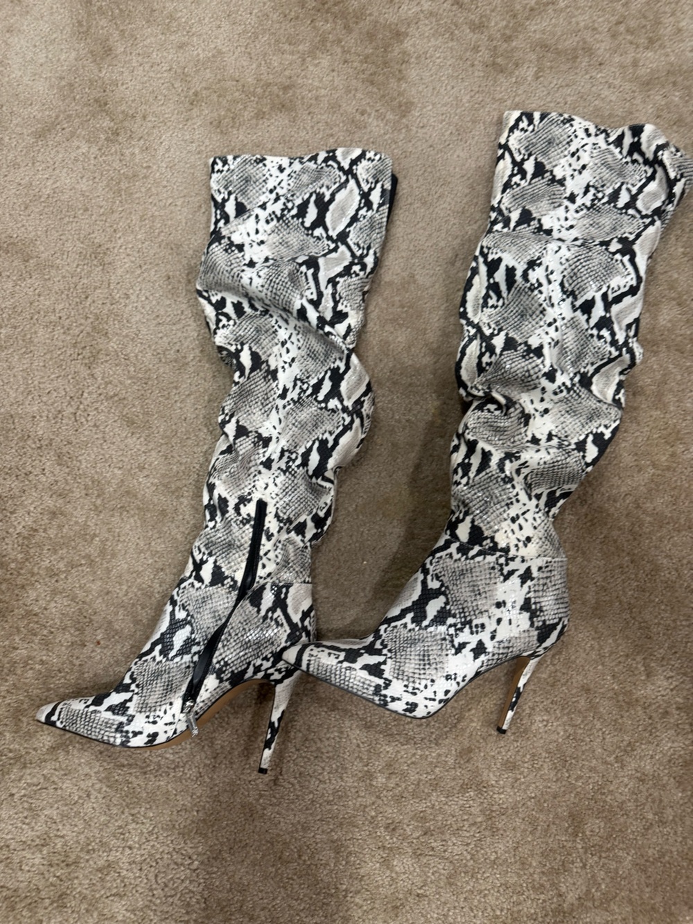 Jessica Simpson Snake-Print Thigh-High Reptile Boot - Black & White BRAND NEW!